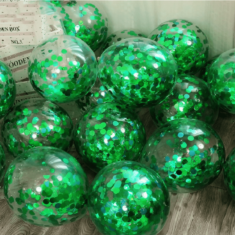 12pcs 12" Green Sequin Latex Balloons for Party Decoration