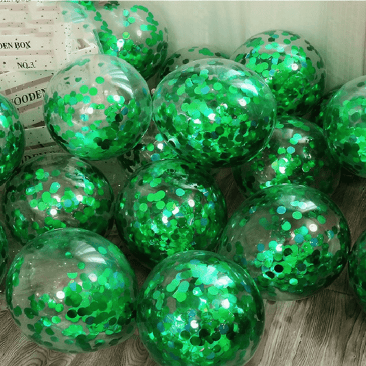 12pcs 12" Green Sequin Latex Balloons for Party Decoration