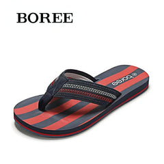 BOREE Men's Striped Flip Flops Comfortable Slides Lightweight Sandals
