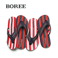 BOREE Men's Striped Flip Flops Comfortable Slides Lightweight Sandals