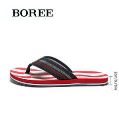 BOREE Men's Striped Flip Flops Comfortable Slides Lightweight Sandals