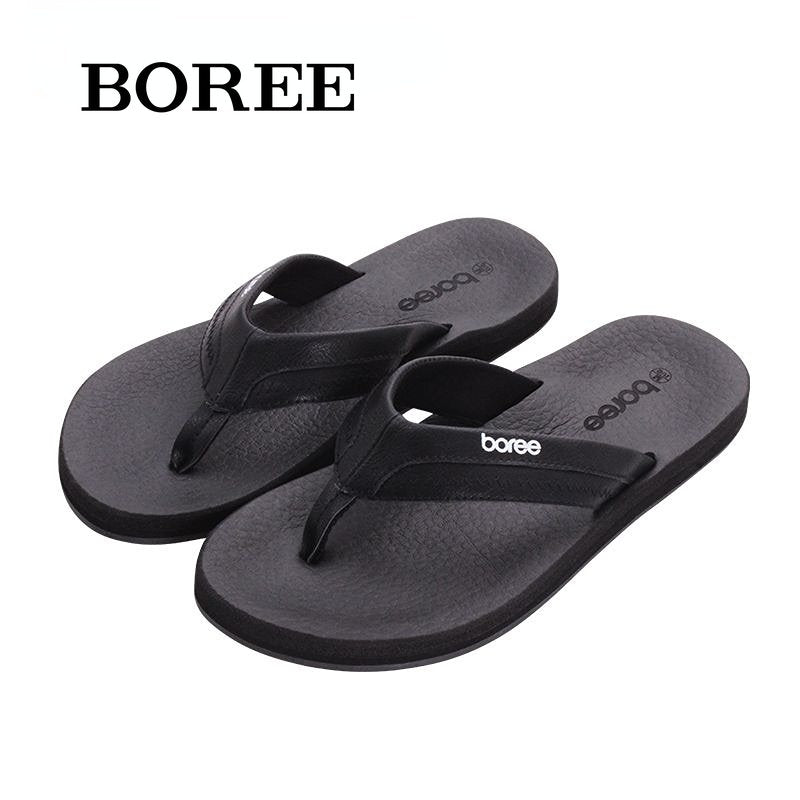 BOREE Men's Comfort Flip Flops Lightweight Slides Non-slip Sandals Shower Beach