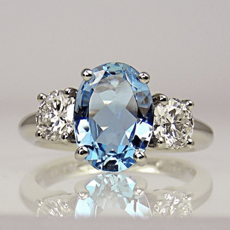 Large Oval Zircon Women's Ring Banquet Party Accessories