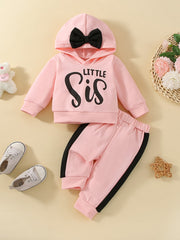Casual Letter Print Hooded Sweatshirt and Trousers Set
