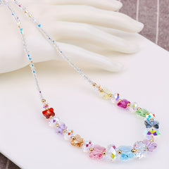 Multicolor Butterfly Crystal Beads Necklace for Girls Women