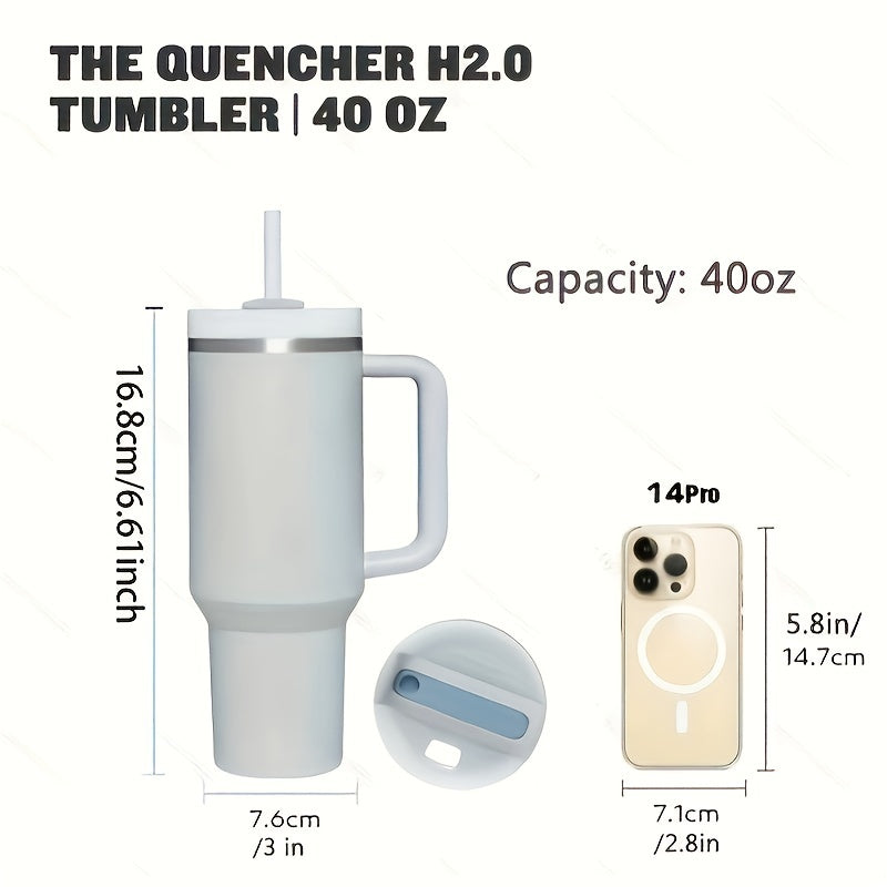 40oz Tumbler With Straw And Handle Stainless Steel Vacuum Flask