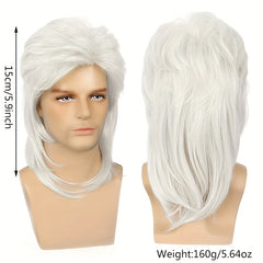 Men's 80s Punk Style Long Curly Wig for Party Halloween Cosplay