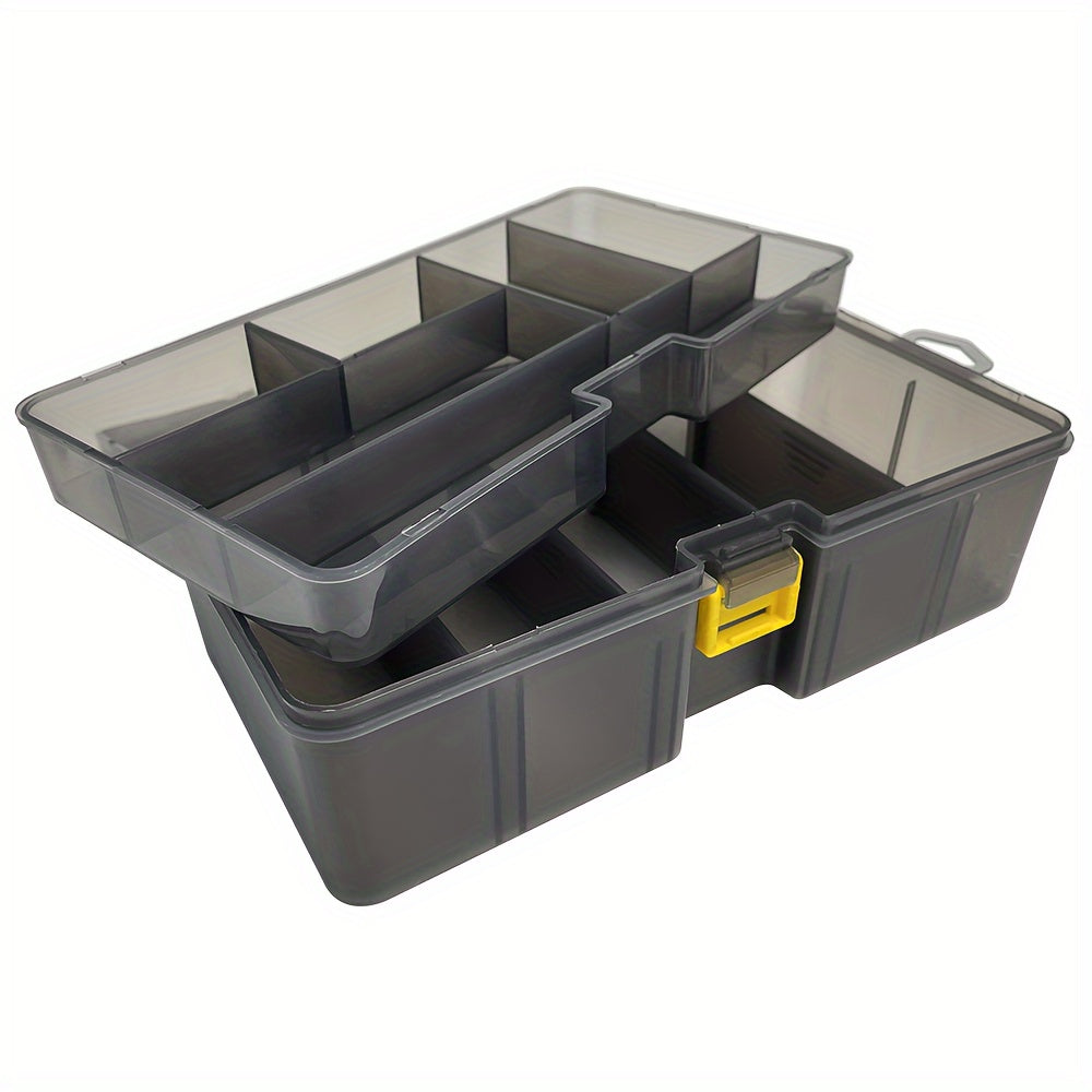 Double Layer Tool Storage Box with Grids & Handles - Screw Organizer