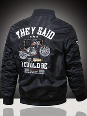 Embroidered Men's Slim Fit Sports Jacket Windproof Motorcycle Jacket