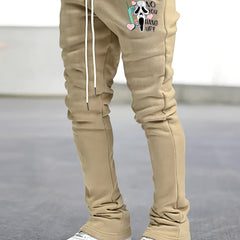 Skull In Love Print Flared Trousers Men s Casual Stretch Joggers