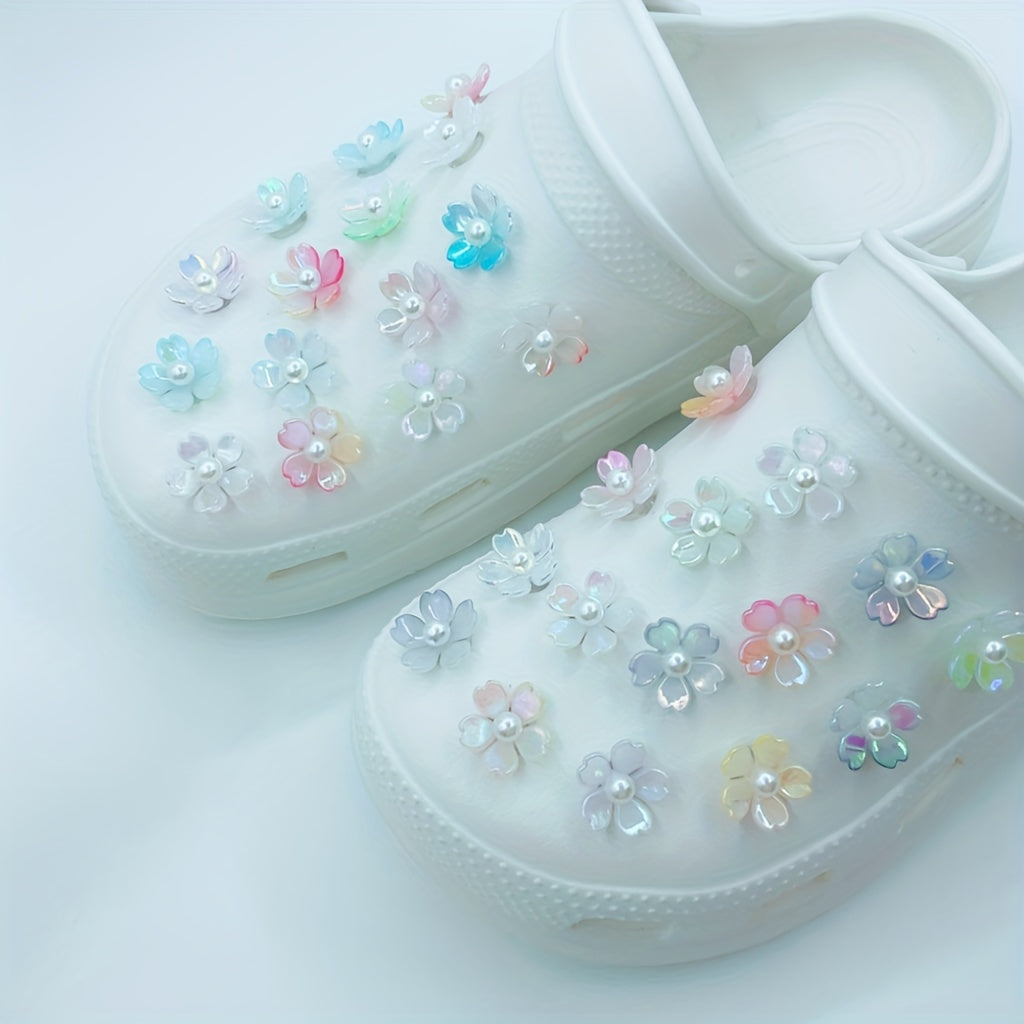 30 Random Gradient Flowers Shoe Charms for Clogs DIY Garden Shoes