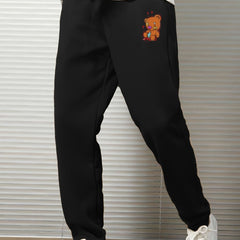 Men's Cartoon Bear Print Loose Sweatpants