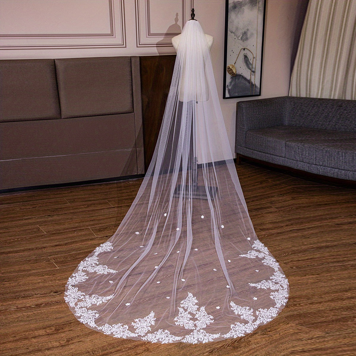 1 Tier Wedding Bridal Veil With Comb Cathedral Bride Shawl Tulle Cape Soft Mesh
