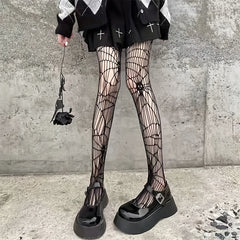 Skull Pattern Fishnet Tights Halloween Pantyhose Women's Stockings
