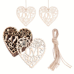 10pcs Wooden Love Heart Embellishments Wedding Decoration