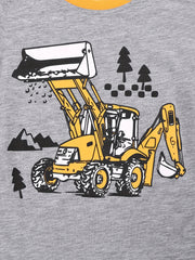 Boys Excavator Outfit Shorts & T shirt Short Sleeves Crew Neck Casual Summer Kid
