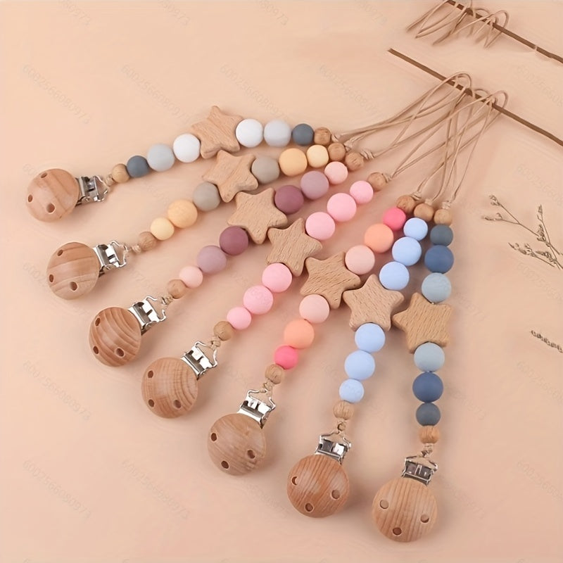 Silicone Pacifier Clip Baby Teething Toys With Star Pattern