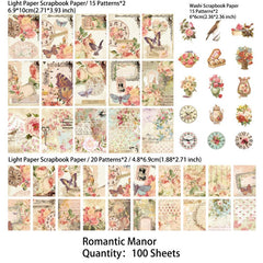 100 Sheets Vintage Literary Characters Scrapbooking Supplies Set