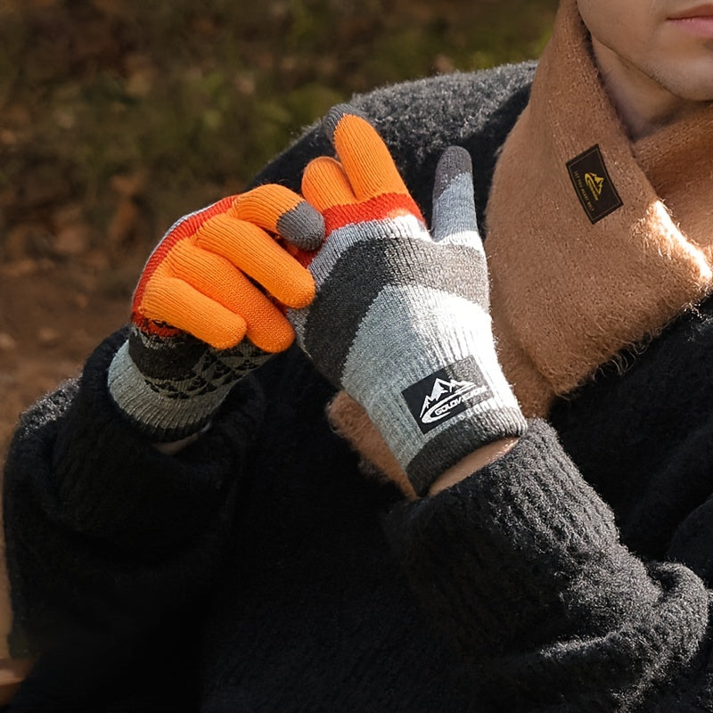 Men's Winter Knitted Gloves Warm Cycling Anti cold Touch Screen Woolen