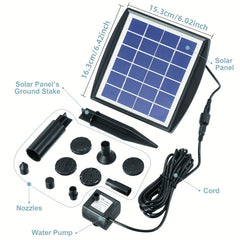 Solar Fountain Pump 2.0W for Pond Fountain Bird Bath Garden