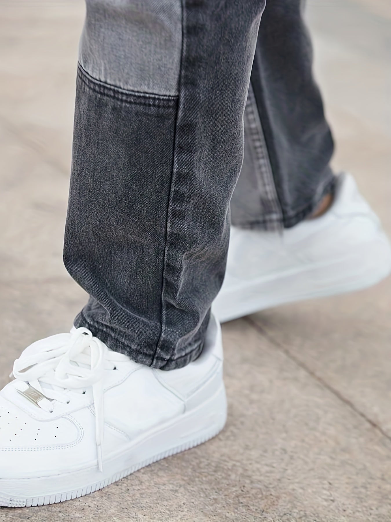 Men's Slim Patchwork Denim Pants for Spring