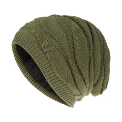Argyle Knit Fleece Beanie Hat Soft Winter Hat Warm Skull Cap Unisex