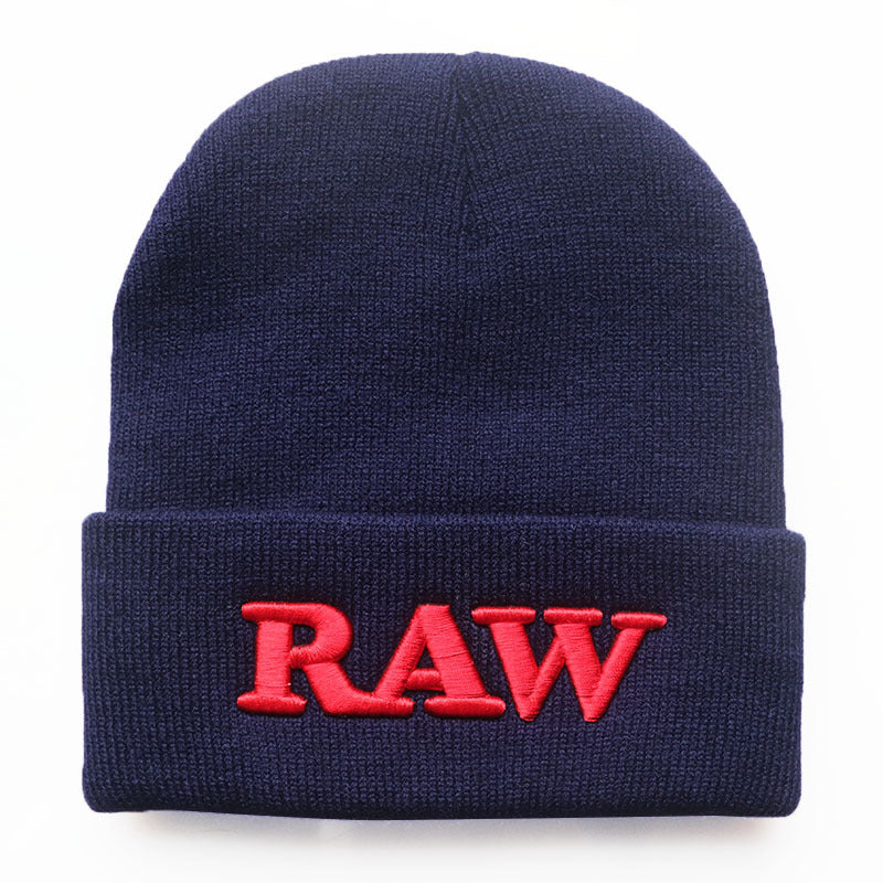 Embroidered Letter RAW Knit Hat Street Hip Hop Warm Wool Hat Men