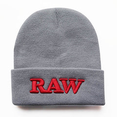Embroidered Letter RAW Knit Hat Street Hip Hop Warm Wool Hat Men
