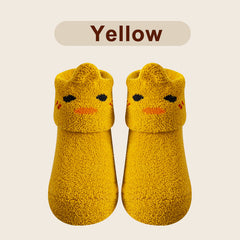 Baby Coral Fleece Non-slip Floor Socks - Cartoon Animal Graphic