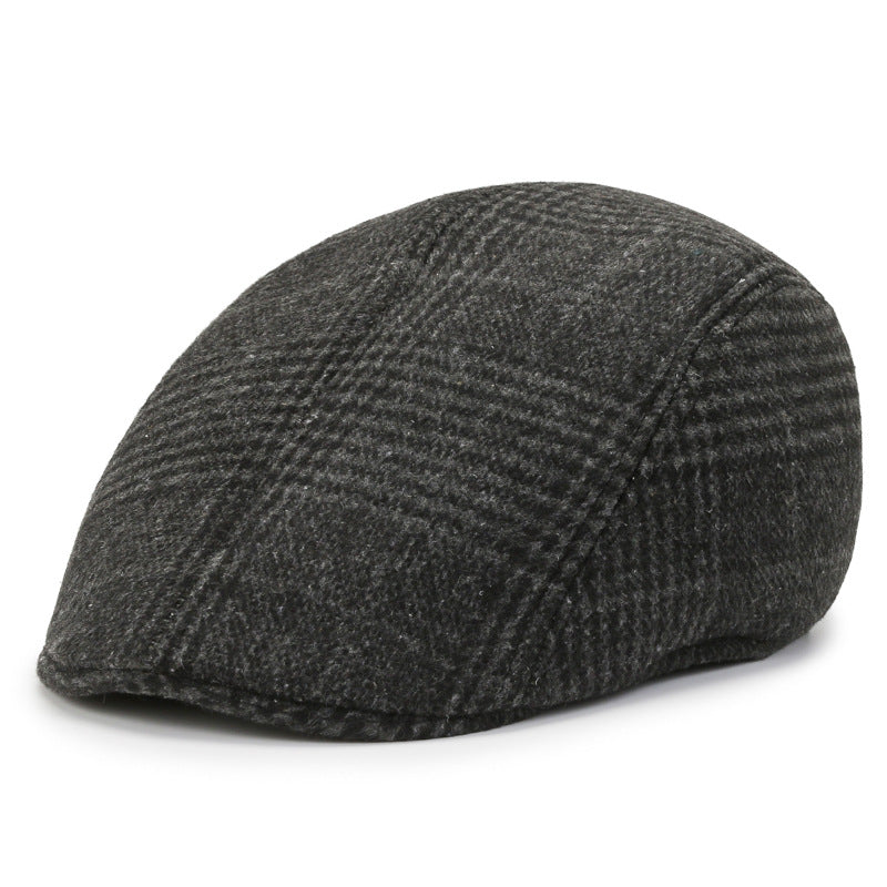 Middle Aged & Elderly Men's Peaked Cap Woolen Warm Dad Hat