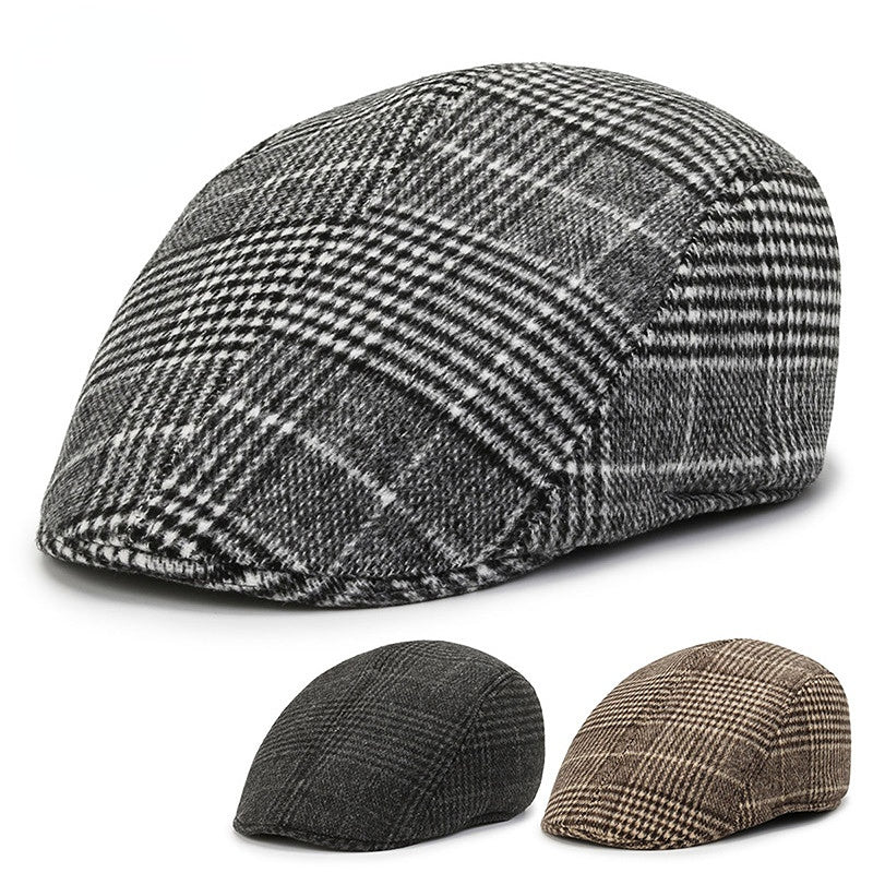 Middle Aged & Elderly Men's Peaked Cap Woolen Warm Dad Hat