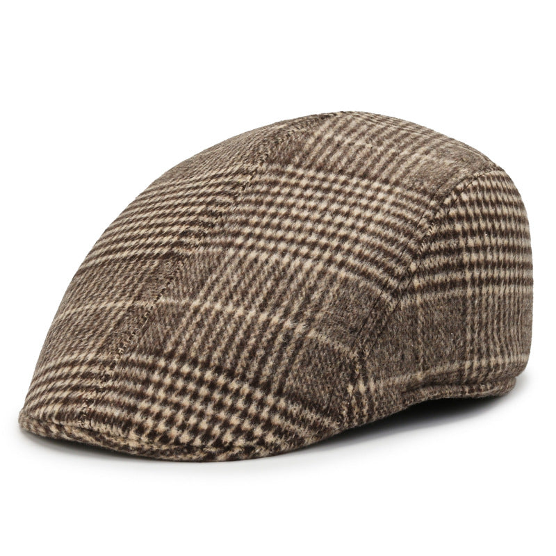 Middle Aged & Elderly Men's Peaked Cap Woolen Warm Dad Hat