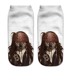 Cat Animal Pattern Crew Socks Lightweight Ankle Stockings Women's Hosiery
