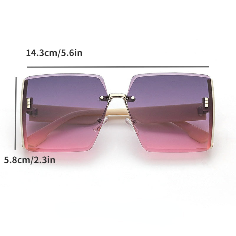Women Gradient Square Sunglasses Oversized Beach Sunscreen Glasses