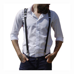 Men's Leather Shoulder Strap Suspenders Gentleman's Leather Binding
