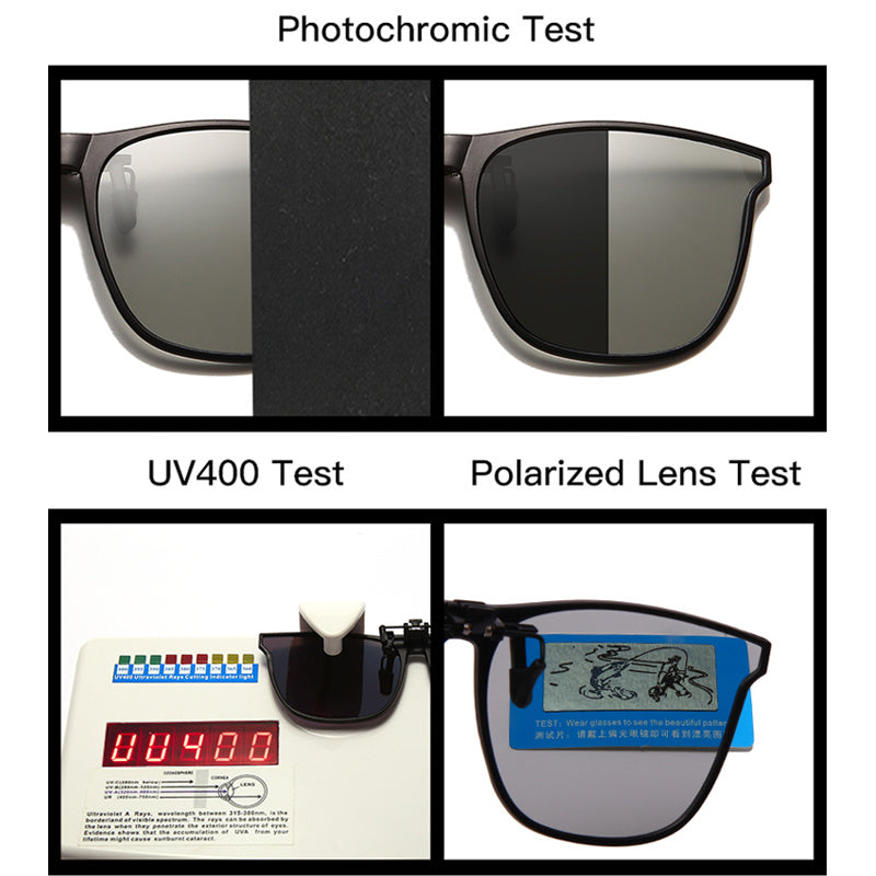 Men's Polarized Clip On Photochromic Night Driving Sunglasses