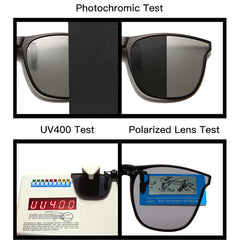 Men's Polarized Clip On Photochromic Night Driving Sunglasses