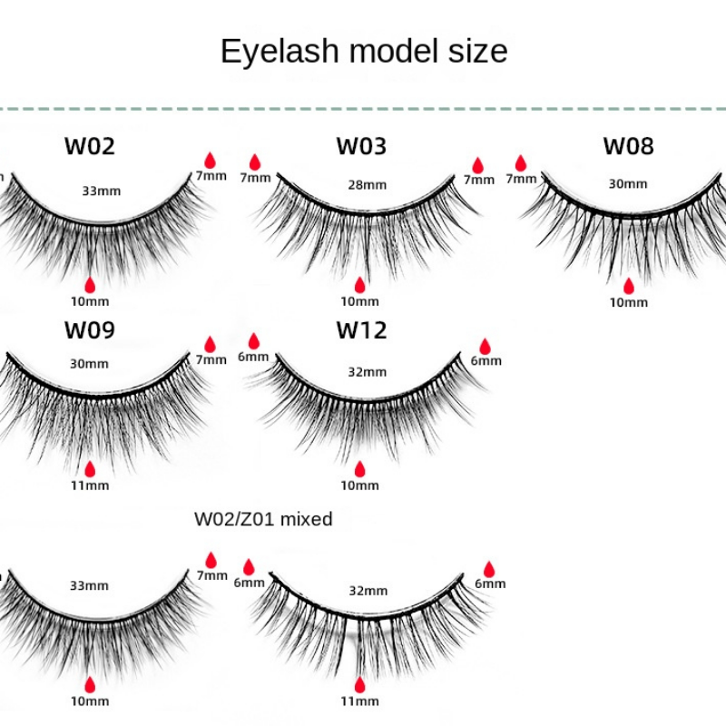 2 Pairs Reusable Self Adhesive Natural Fluffy False Lashes