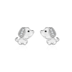 Girls Rhinestone Puppy Stud Earrings Children's Christmas Year's Birthday Gift