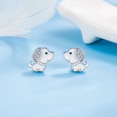 Girls Rhinestone Puppy Stud Earrings Children's Christmas Year's Birthday Gift