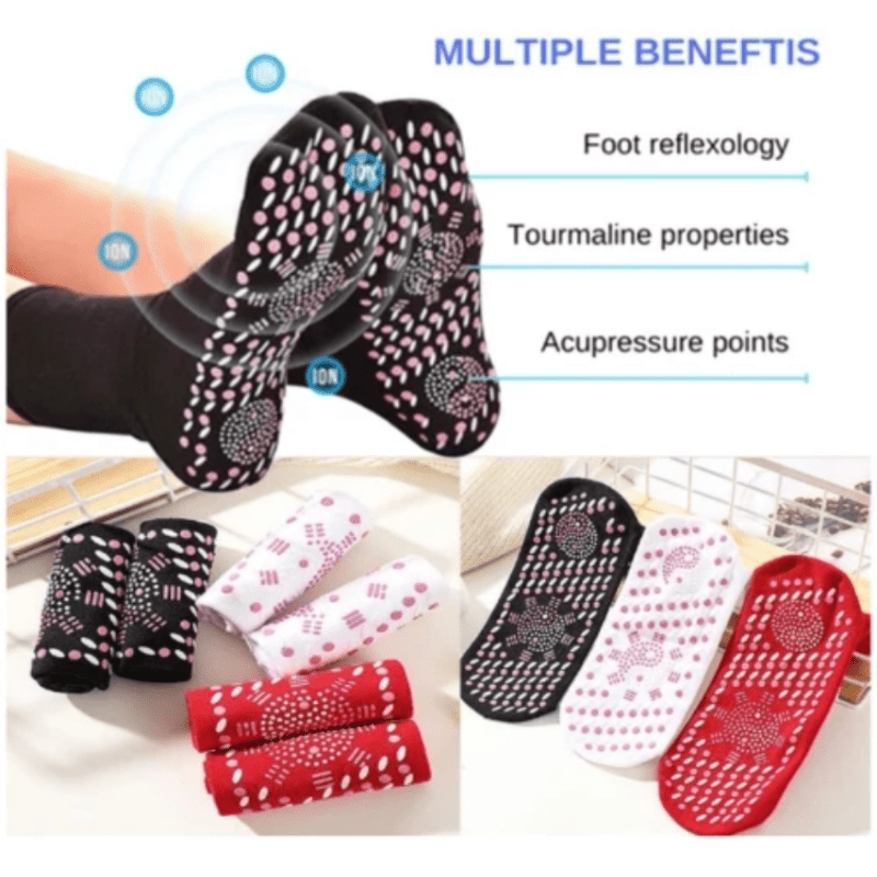 6 Pairs Self-Heating Mid Tube Socks Non-Slip Thermal Crew Socks