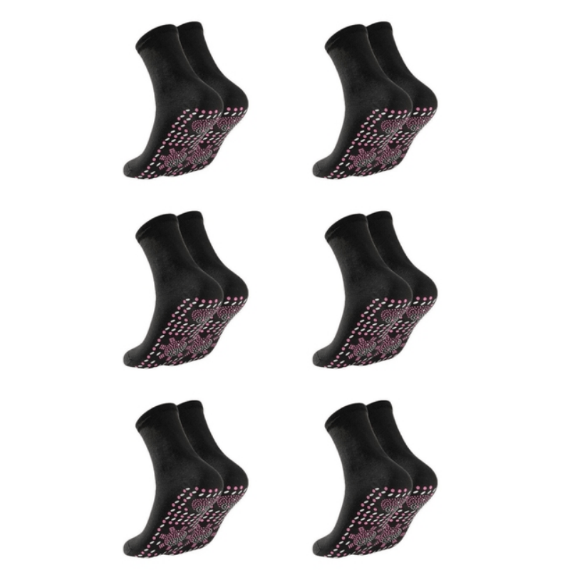 6 Pairs Self-Heating Mid Tube Socks Non-Slip Thermal Crew Socks