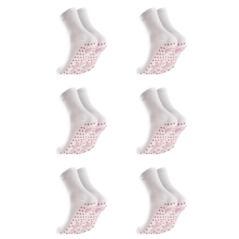 6 Pairs Self-Heating Mid Tube Socks Non-Slip Thermal Crew Socks