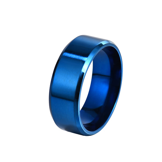 8mm Matt Stainless Steel Titanium Ring Golden Silver Plated Men's Jewelry