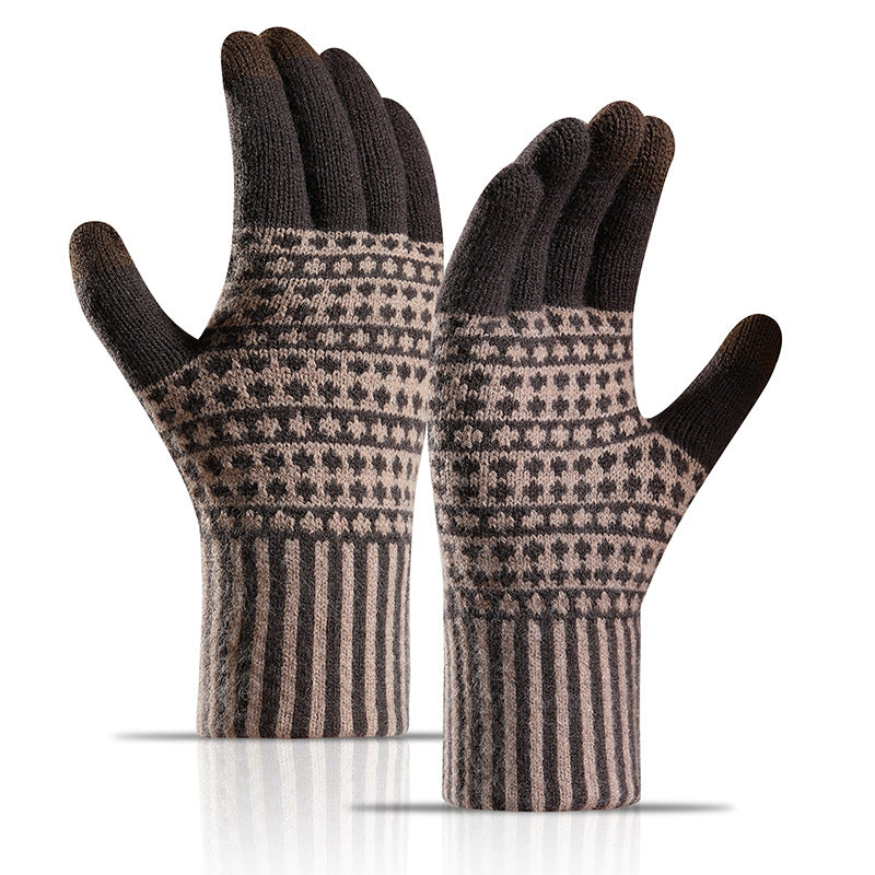 Men's Touch Screen Winter Fleece Gloves Anti Cold Warm Wool Knit