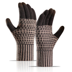Men's Touch Screen Winter Fleece Gloves Anti Cold Warm Wool Knit