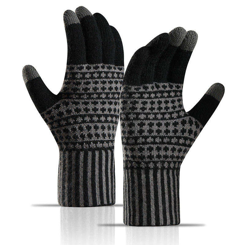 Men's Touch Screen Winter Fleece Gloves Anti Cold Warm Wool Knit