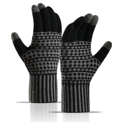 Men's Touch Screen Winter Fleece Gloves Anti Cold Warm Wool Knit