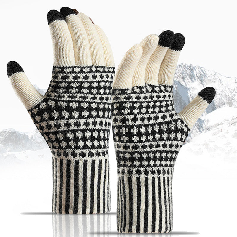 Men's Touch Screen Winter Fleece Gloves Anti Cold Warm Wool Knit