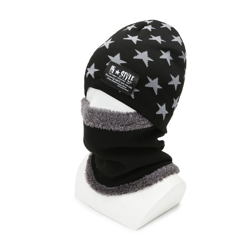 Winter Scarf Beanies Hat Set Fleece Lined Neck Warmer Knitted Hats